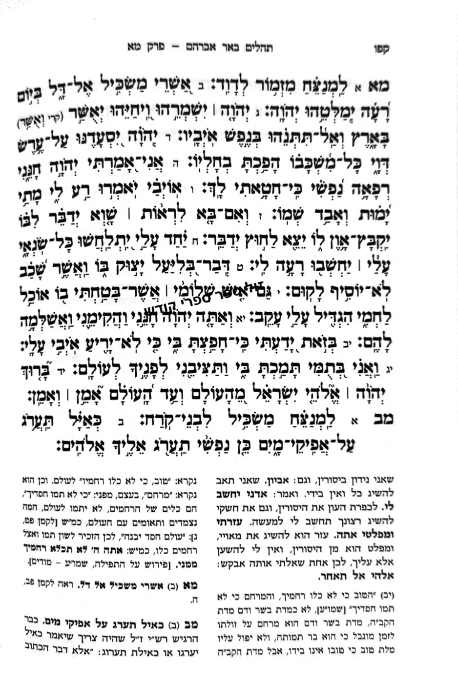 תהלים עם פירוש באר אברהם רבי אברהם בן הגר"א