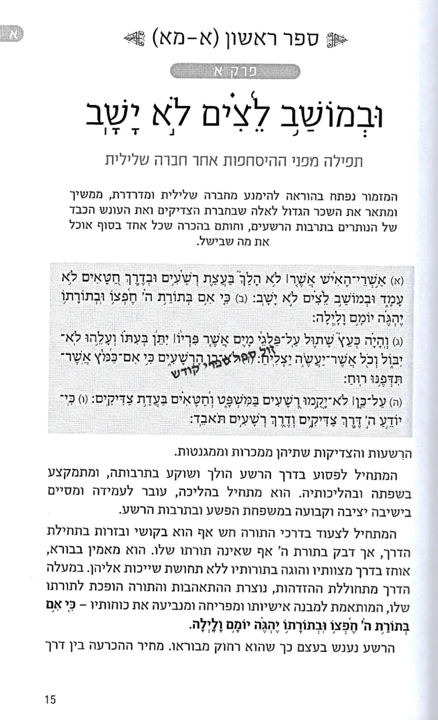 למנצח שירת החיים עם תהלים  נעם פרל