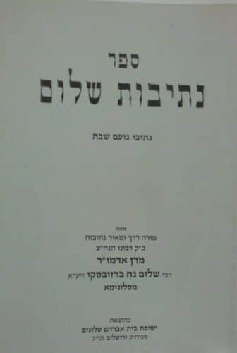 נתיבות שלום - נועם השבת | האדמו"ר מסלונים