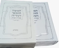 סט 5 חומשים 5 עם רש"י בכריכת סקאיי מהודרת - לבן | עבודה שבלב